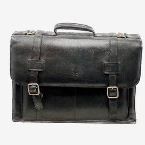 Frye Logan Briefcase Black Leather Business Laptop Bag Messenger
